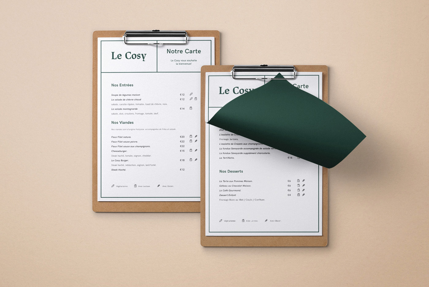 Le Cosy Bar Diseño grafico restaurante menu