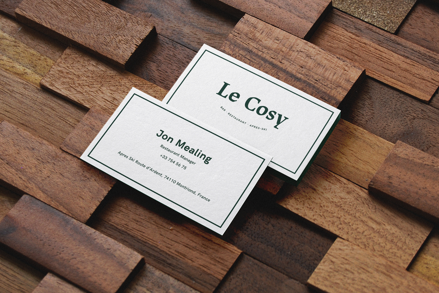 Le Cosy Bar Identidad restaurante tarjetas diseño