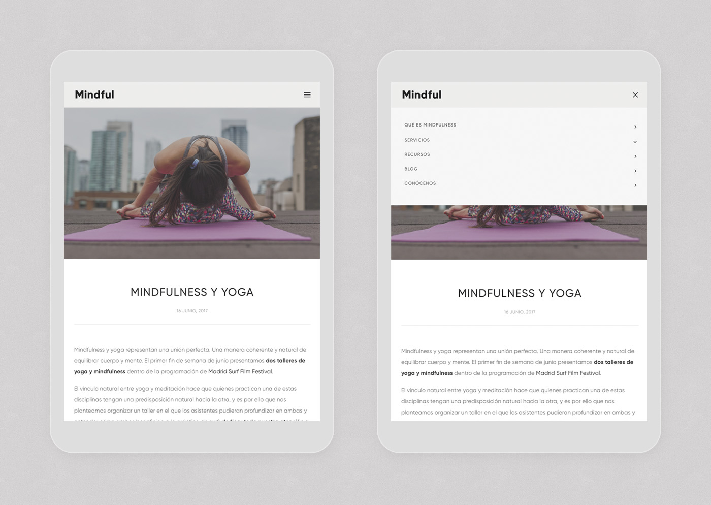 Mindful Mindfulness web design responsive tablet