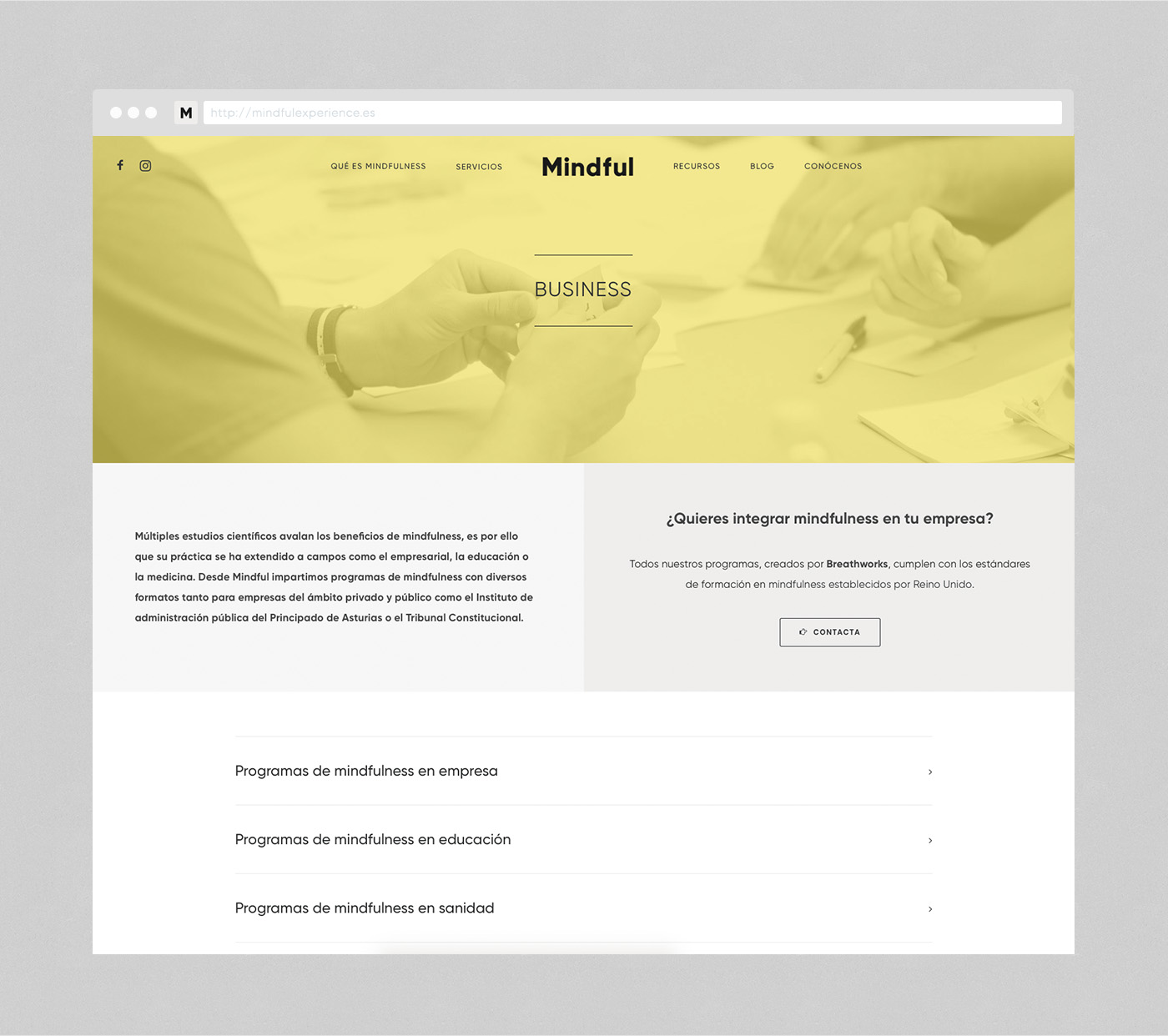 Mindful web design Business