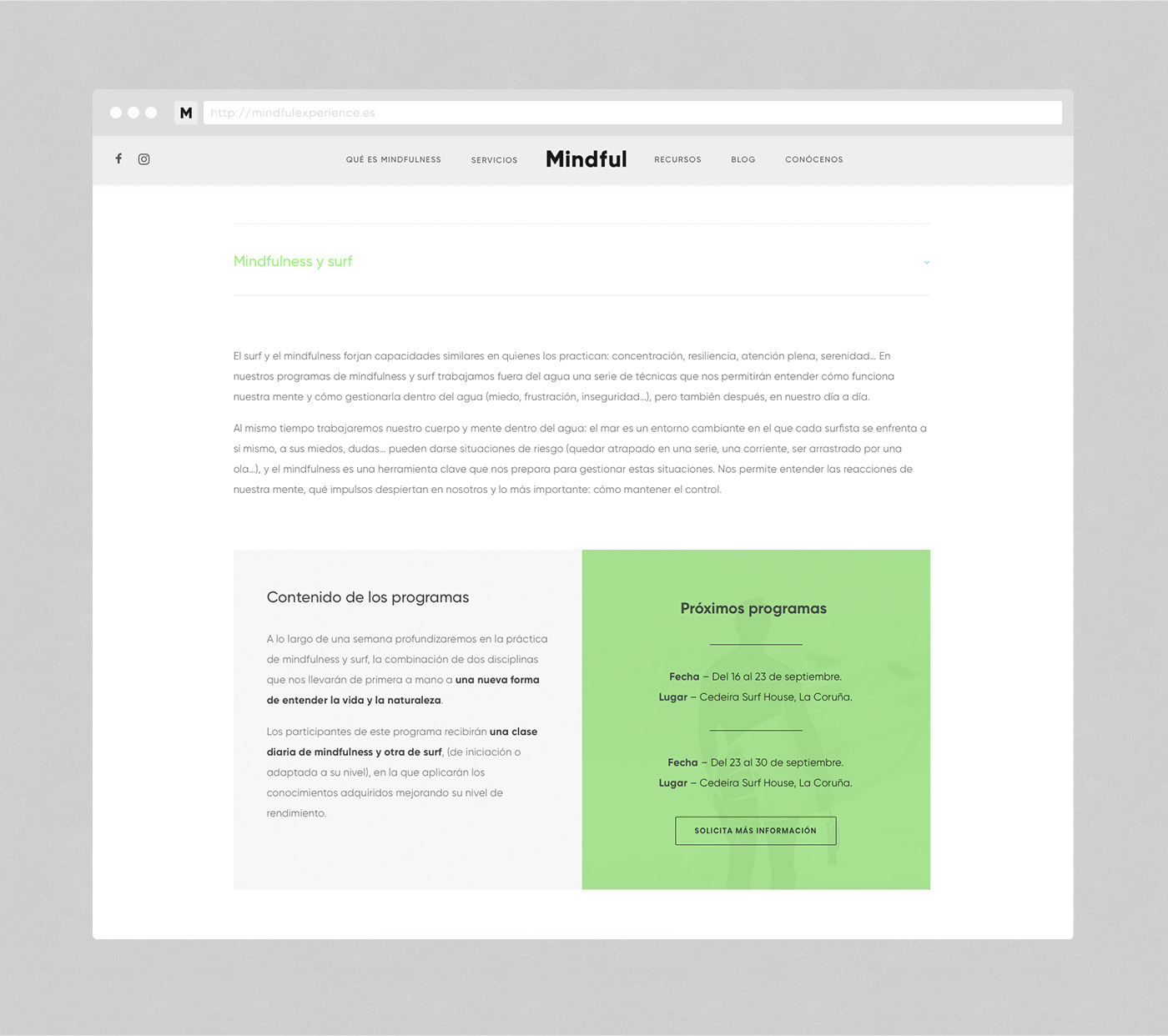 Mindful web design Servicios Experience